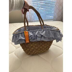 NWT C&C California Straw Tote With Ruffle Detail